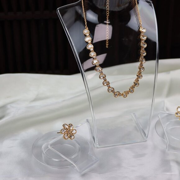 Elegant Brass Kundan Necklace & Earrings Set, JP42 - Picture 10 of 12